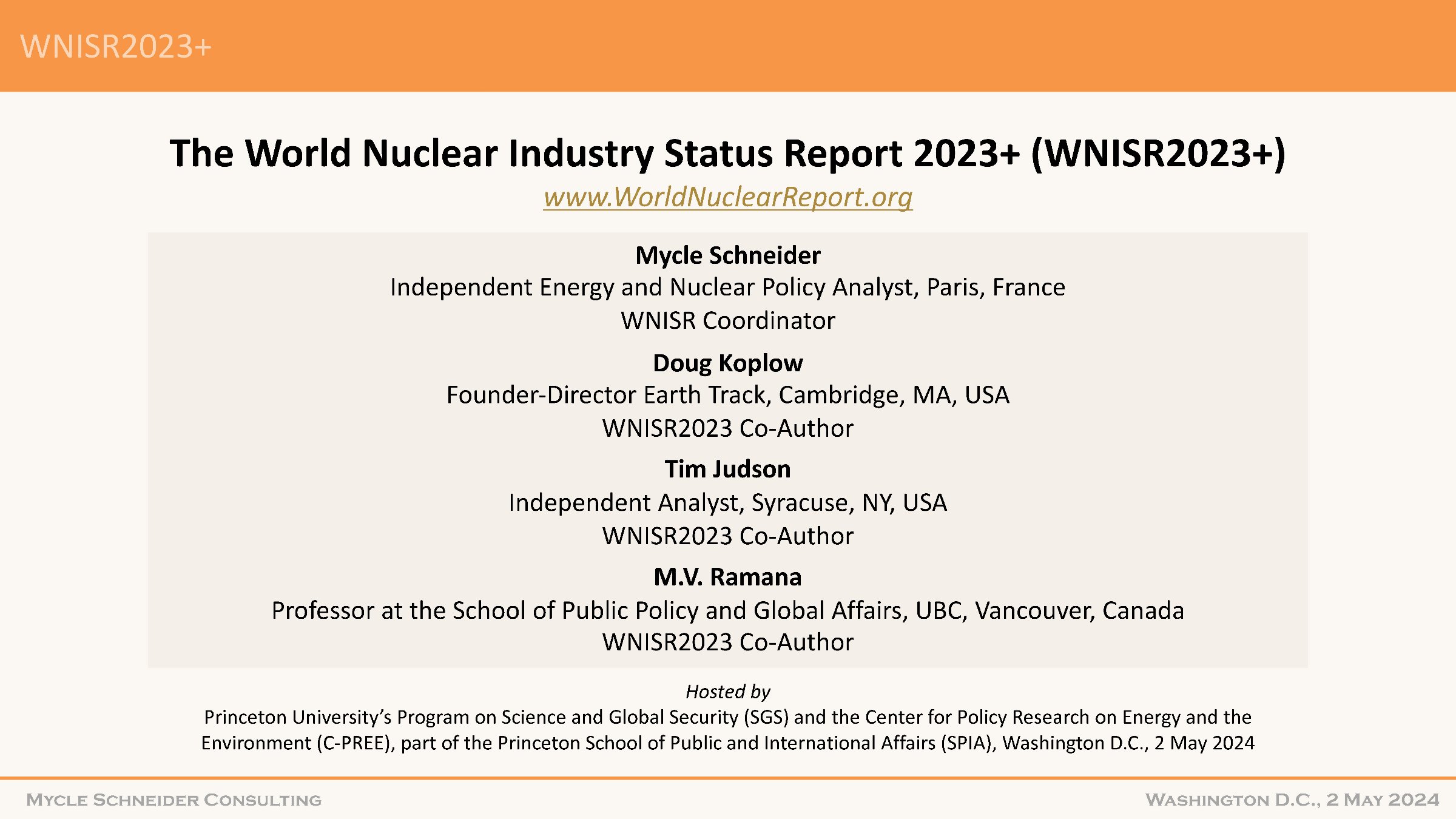 WNISR2023+ North America Launch – Washington, D.C.(2 May 2024)